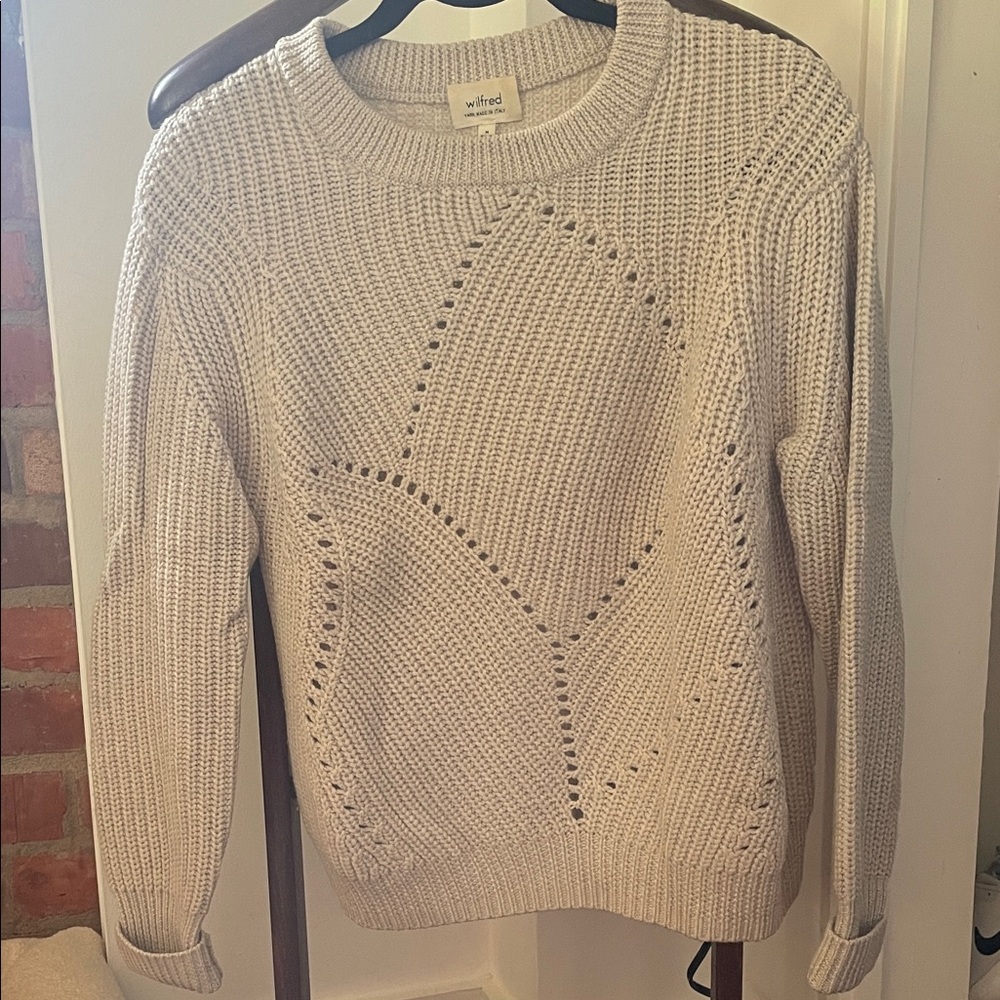 Wilfred Neutral Cream Crewneck Knit Sweater